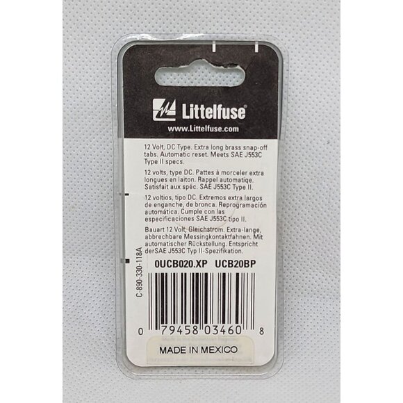 20A Littelfuse Universal Circuit Breaker UCB20BP Automotive Protection Device - Picture 9 of 12